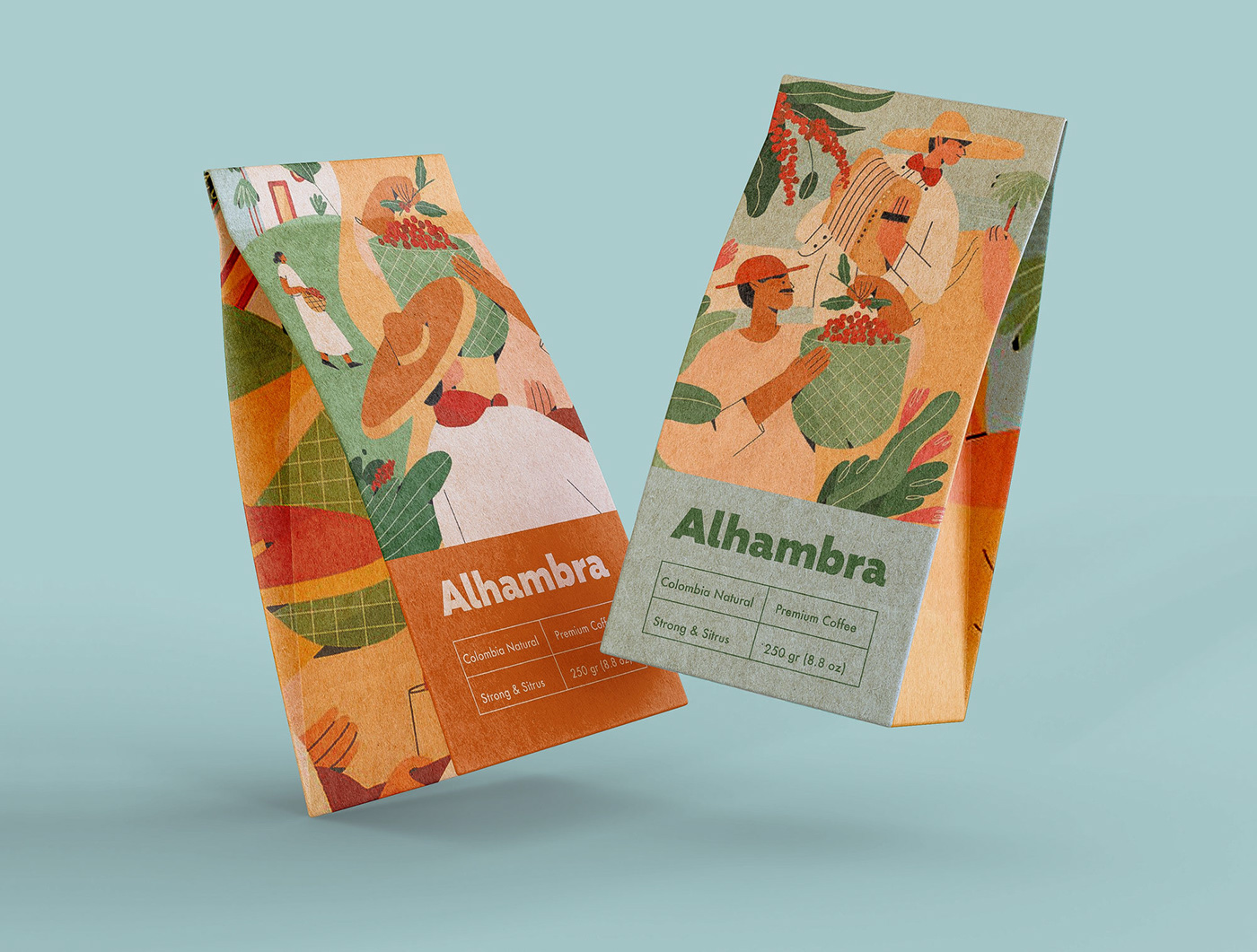 Alhambra coffee packaging designed by Gulshan Mirzayeva