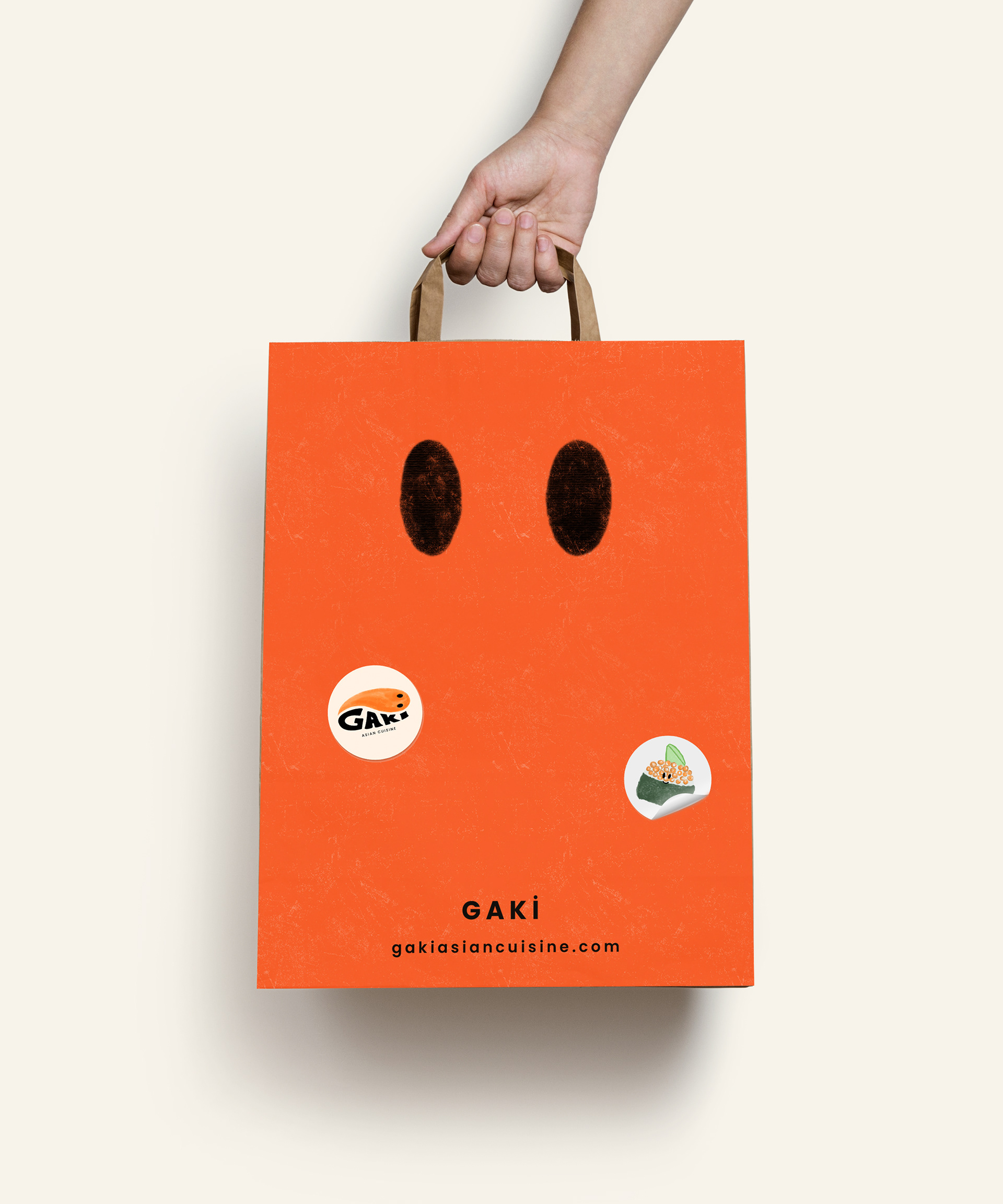 Gaki Asian Cuisine packaging designed by a group of two